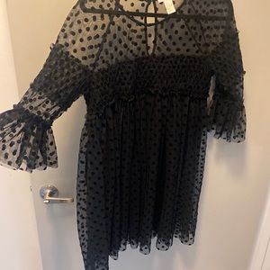 Black polka dot dress